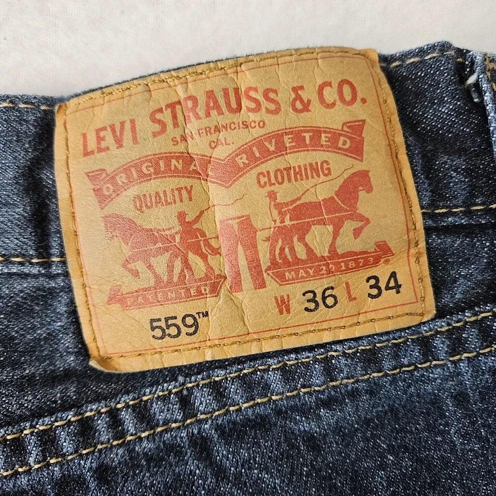 Levi's Men's 559 Blue Denim Jeans Relaxed Straight Leg Fit Size 36X34 Zipper